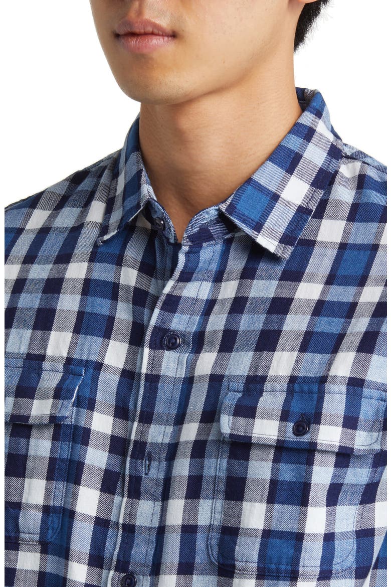 Plaid Slub Cotton Button-Up Shirt, Alternate, color, BLUE
