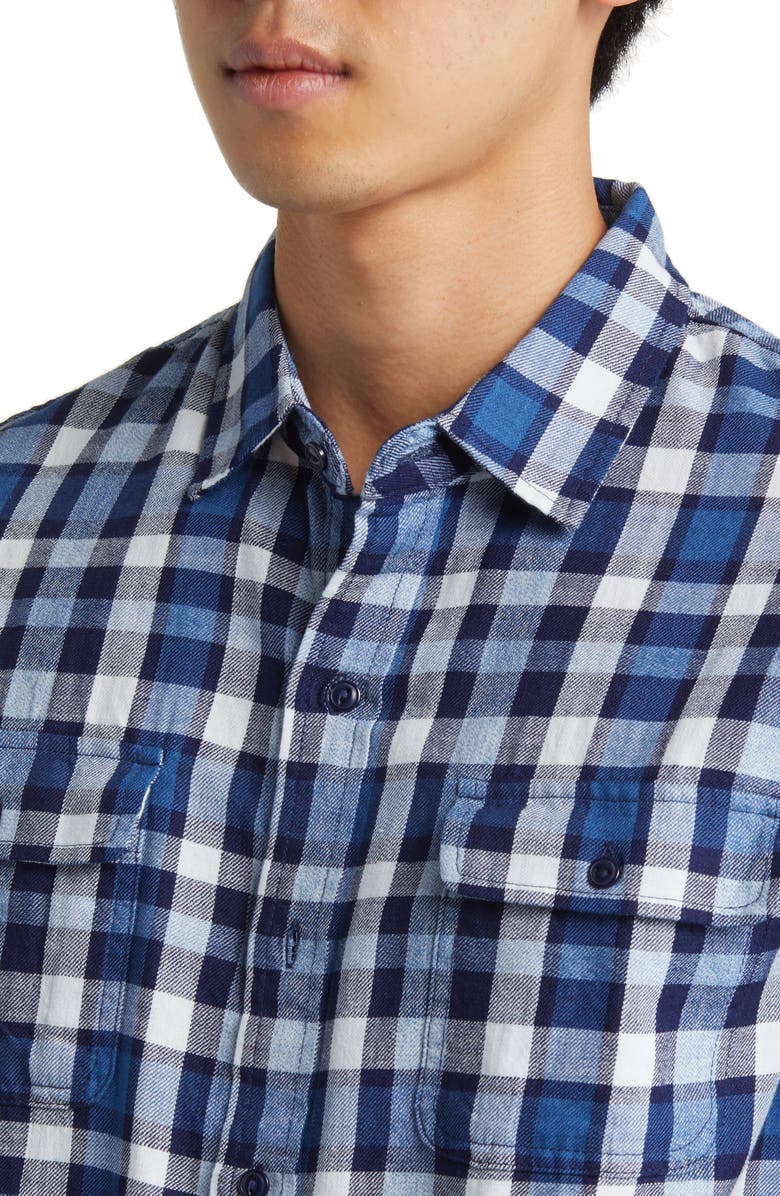 Schott NYC Plaid Slub Cotton Button-Up Shirt, Alternate, color, Blue