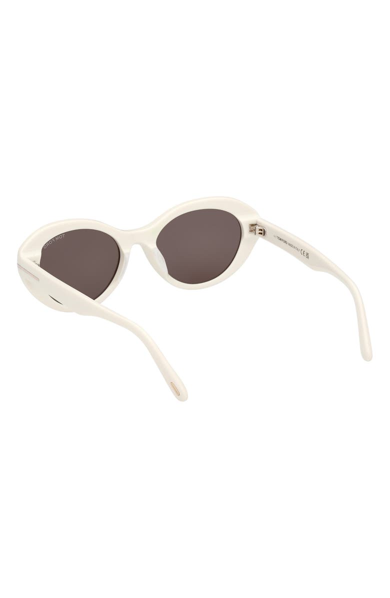 TOM FORD 53mm Oval Sunglasses, Alternate, color, Ivory / Smoke