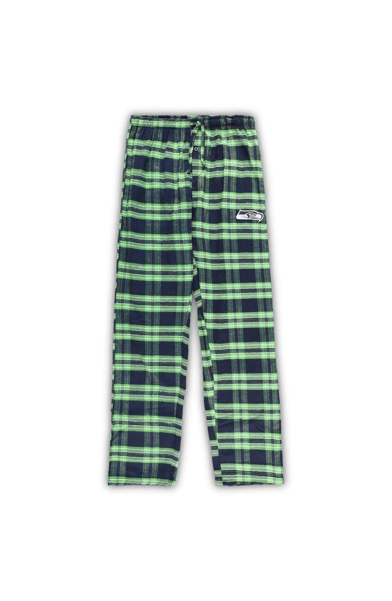 CONCEPTS SPORT Men's Concepts Sport College Navy/Neon Green Seattle Seahawks Big & Tall Flannel Sleep Set, Alternate, color, 