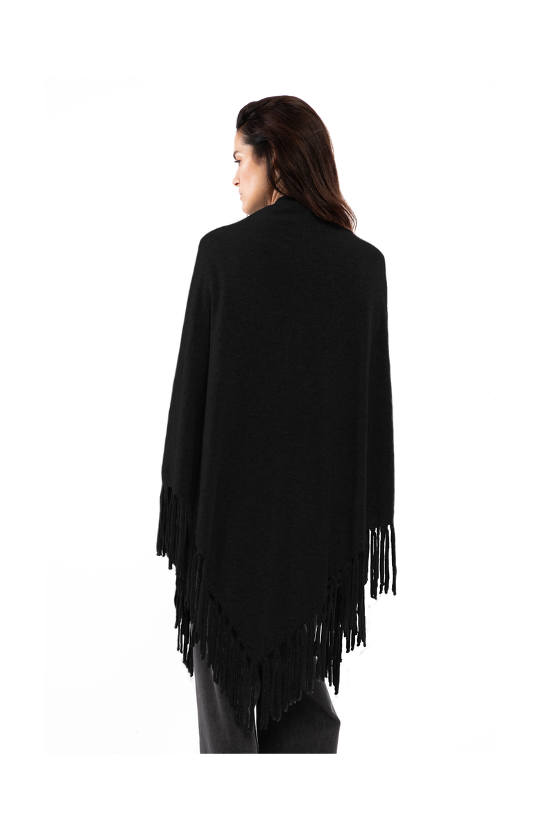 Monticelli Cashmere Pure Cashmere Fringe Wrap, Alternate, color, Black