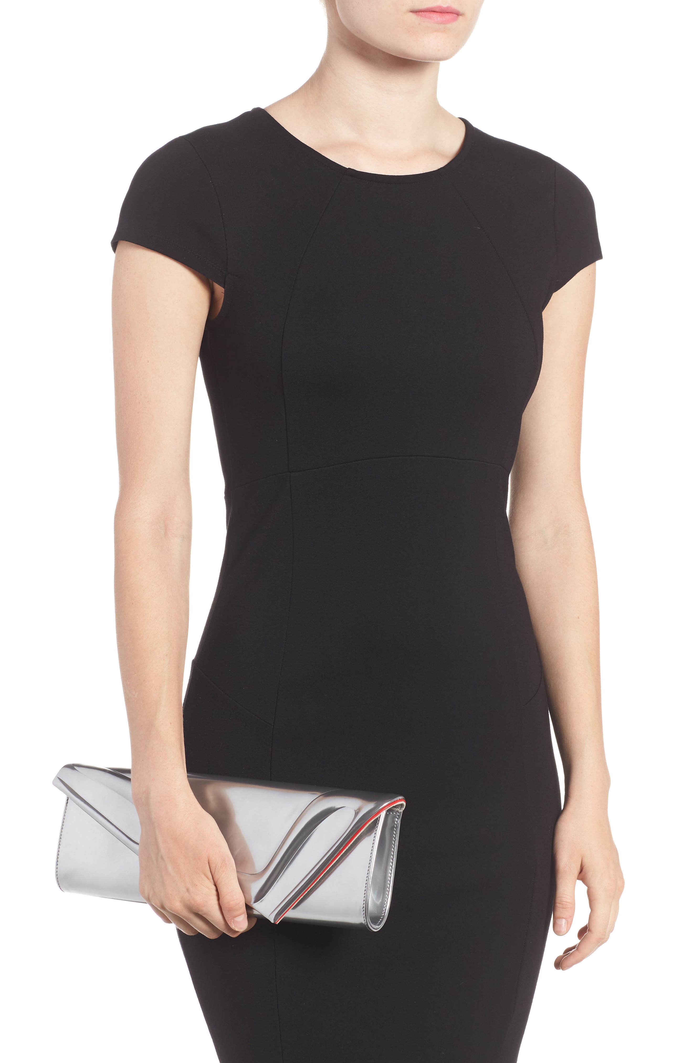 Christian Louboutin So Kate Metallic Leather Clutch, Alternate, color, 