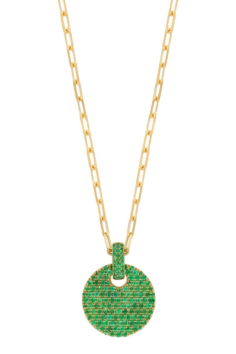 El Mar Gemstone Pavé Pendant Necklace, Main, color, 18K YELLOW GOLD/ EMERALD
