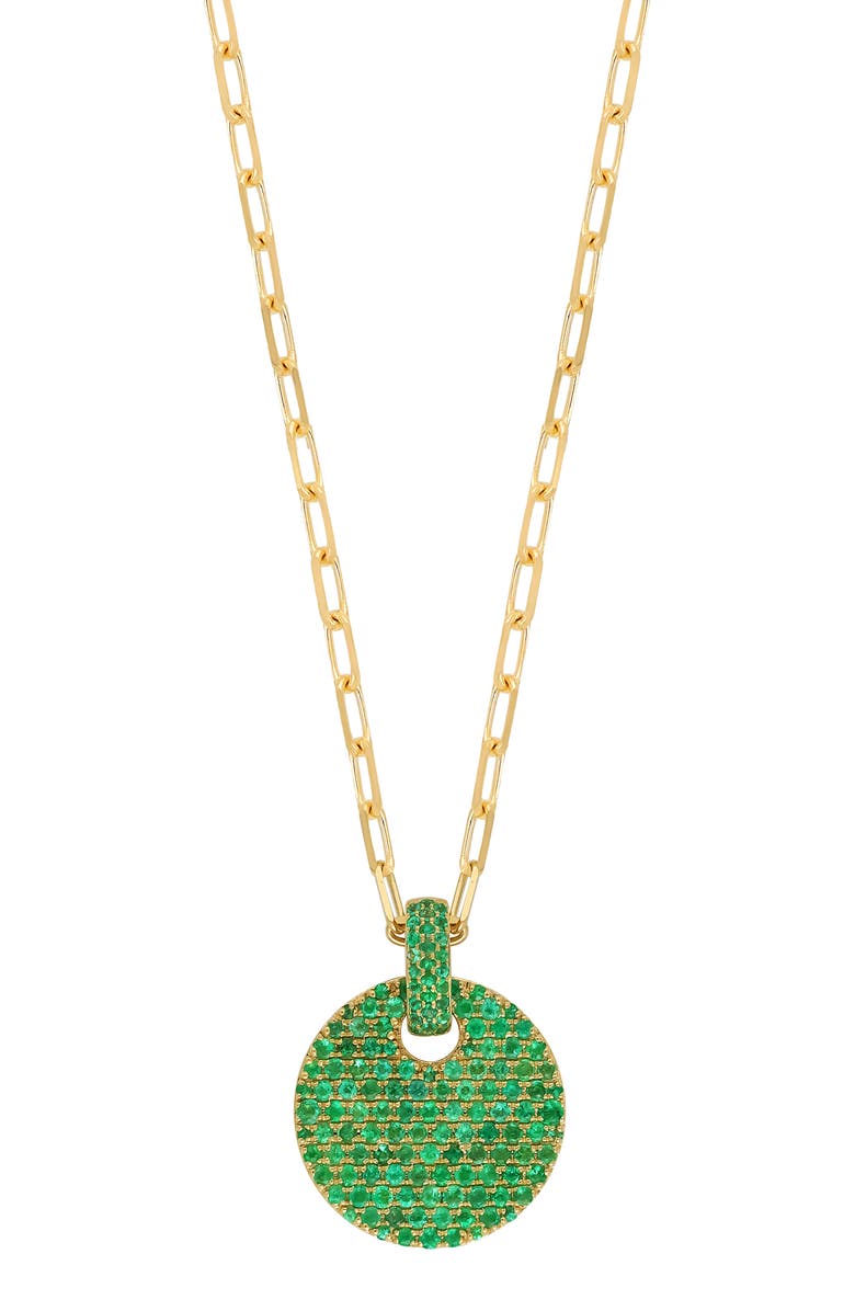 Bony Levy El Mar Gemstone Pavé Pendant Necklace, Main, color, 18K Yellow Gold/ Emerald