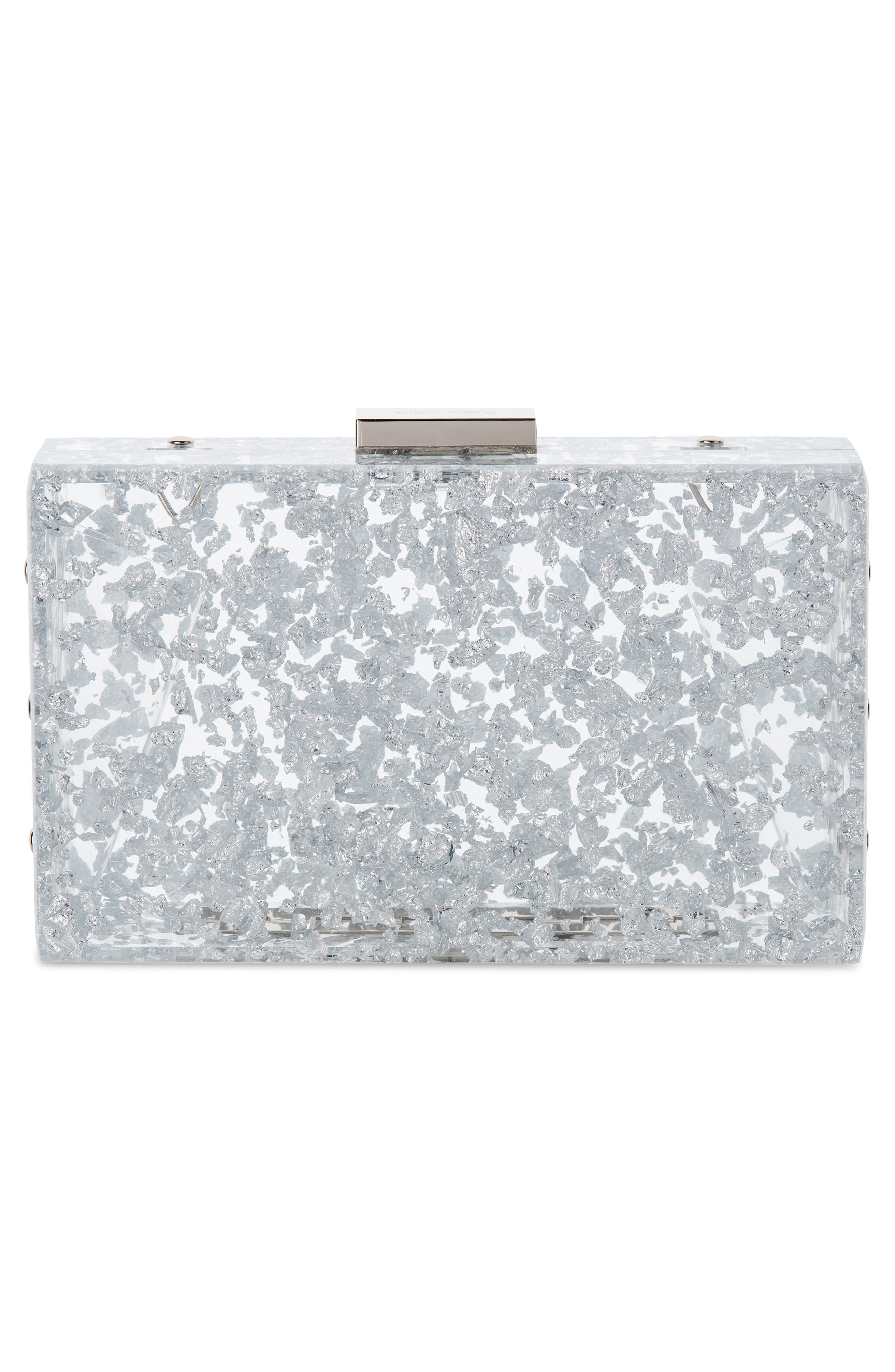 Olga Berg Carmella Foil-Flecked Box Clutch, Alternate, color, 