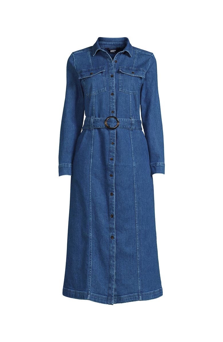 Lands' End Plus Size Soft Denim Midi Shirt Dress, Alternate, color,