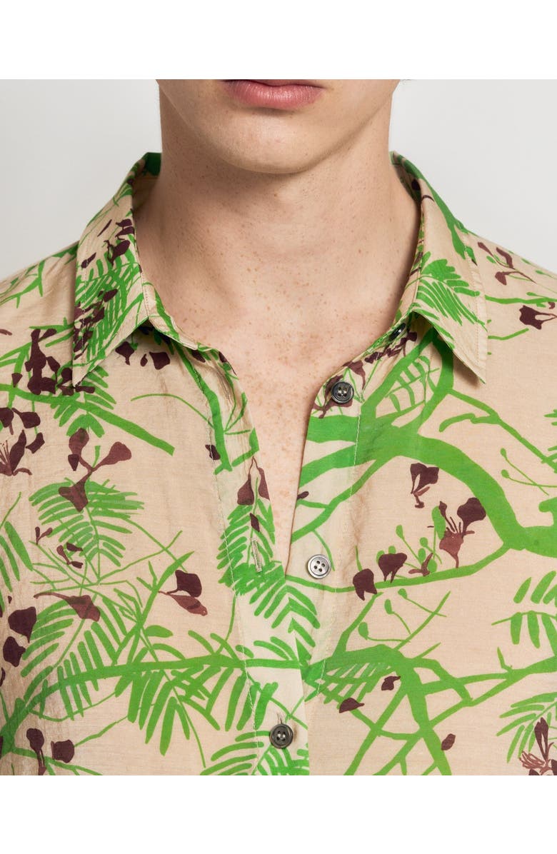 Lost Pattern NYC "Coco Dream" Oversized Hawaii Shirt, Alternate, color, Khaki & Green