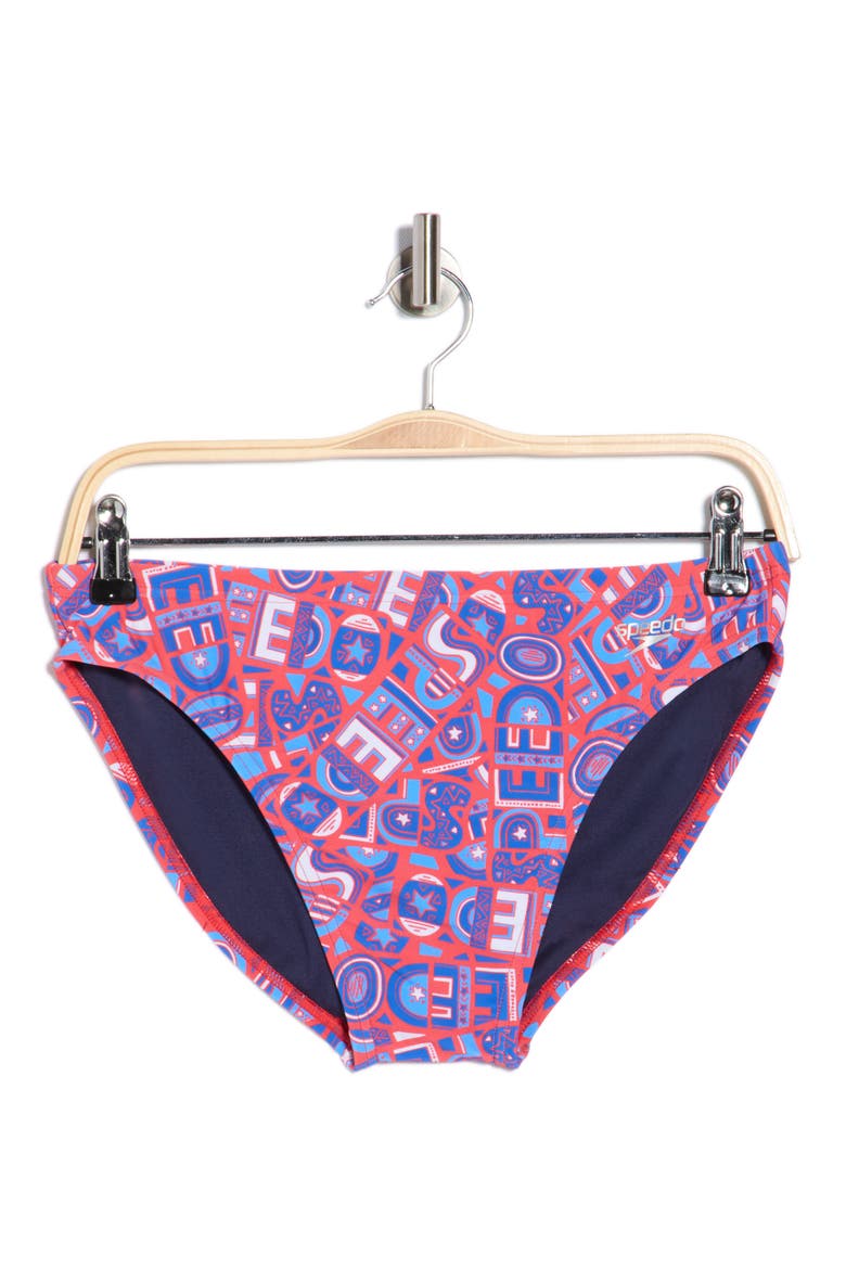Print Swim Briefs, Alternate, color, RED