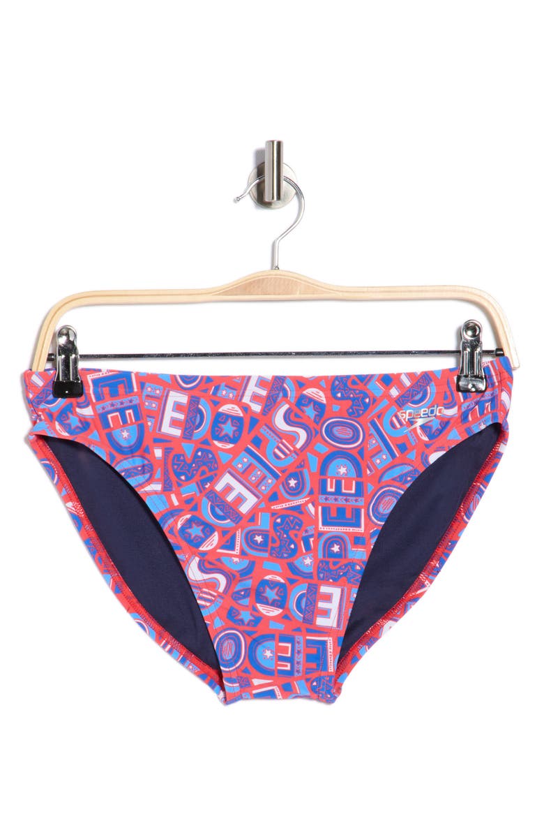 Speedo<sup>®</sup> Print Swim Briefs, Alternate, color, Red