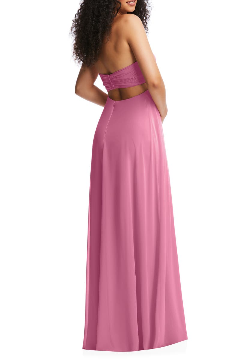 Dessy Collection Strapless Empire Waist Chiffon Gown, Alternate, color, Orchid Pink