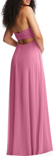 Strapless Empire Waist Chiffon Gown