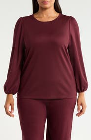 AK ANNE KLEIN Puffed Sleeve Knit Top