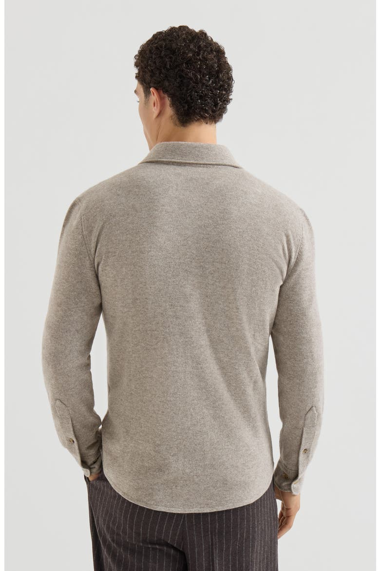 Virgin wool, cashmere and silk knit shirt, Alternate, color, Stone Grey