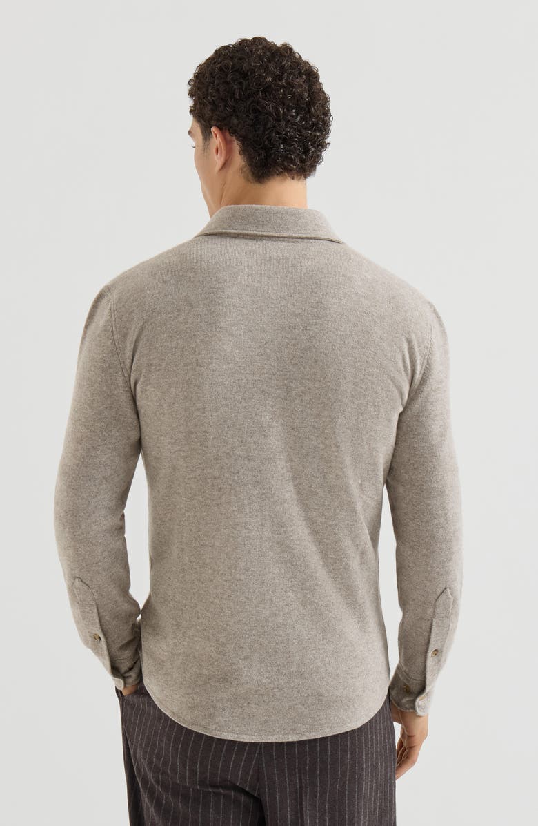 Brunello Cucinelli Virgin wool, cashmere and silk knit shirt, Alternate, color, Stone Grey