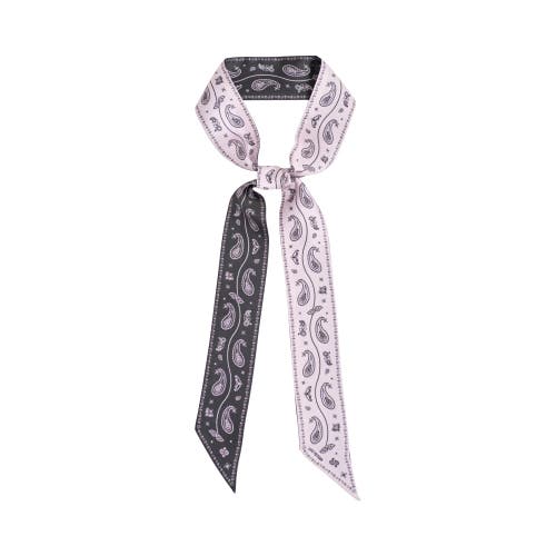 Lost Pattern Nyc "paisley" Silk Twill Skinny Scarf In Pink