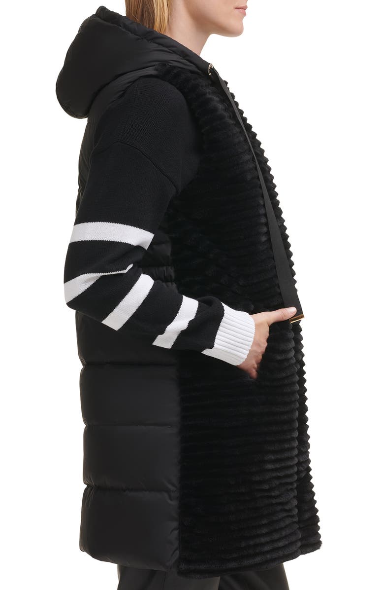 KARL LAGERFELD PARIS Ribbed Faux Fur Hooded Vest, Alternate, color,