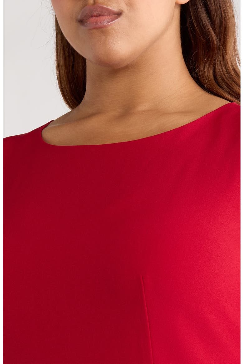 Pleated Sleeveless Sheath Dress, Alternate, color, FIRE RED
