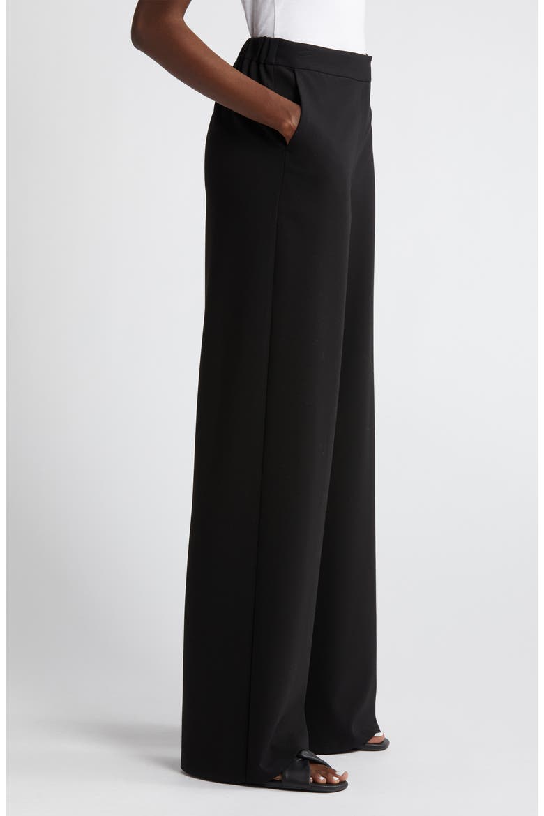 Flat Front Wide Leg Pants, Alternate, color, BLACK