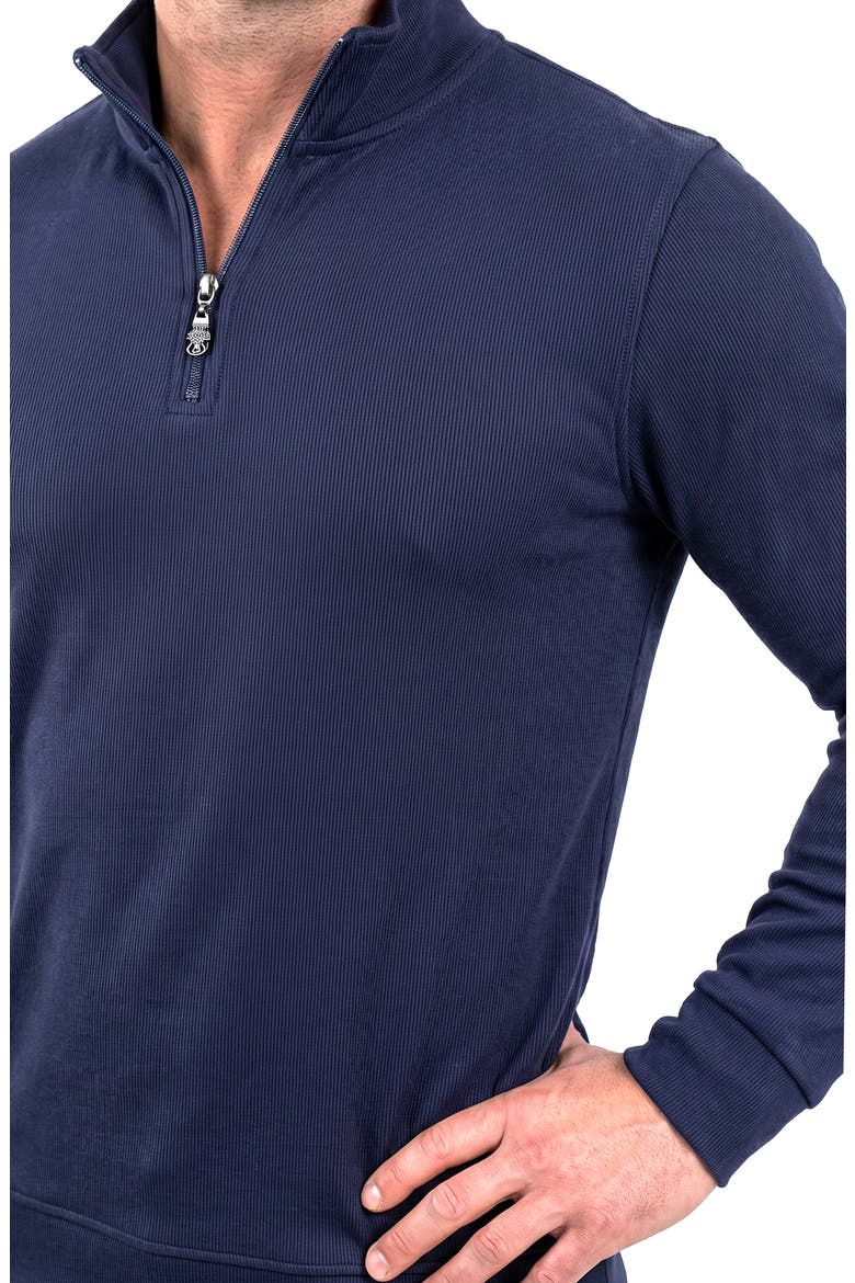 Mercerized Cotton Quarter Zip Pullover, Alternate, color, BLUE