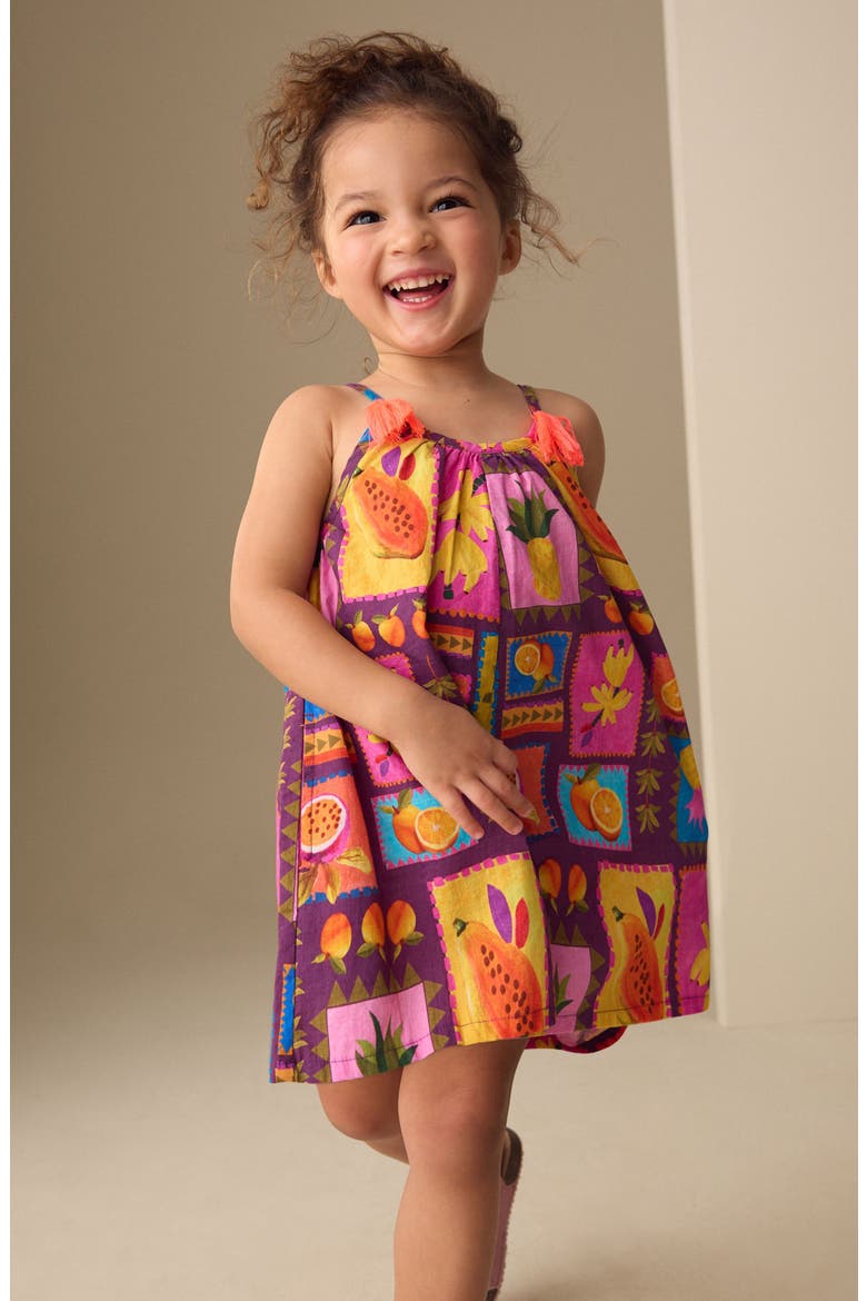Kids' Fruit Tile Print Romper, Alternate, color, MULTI