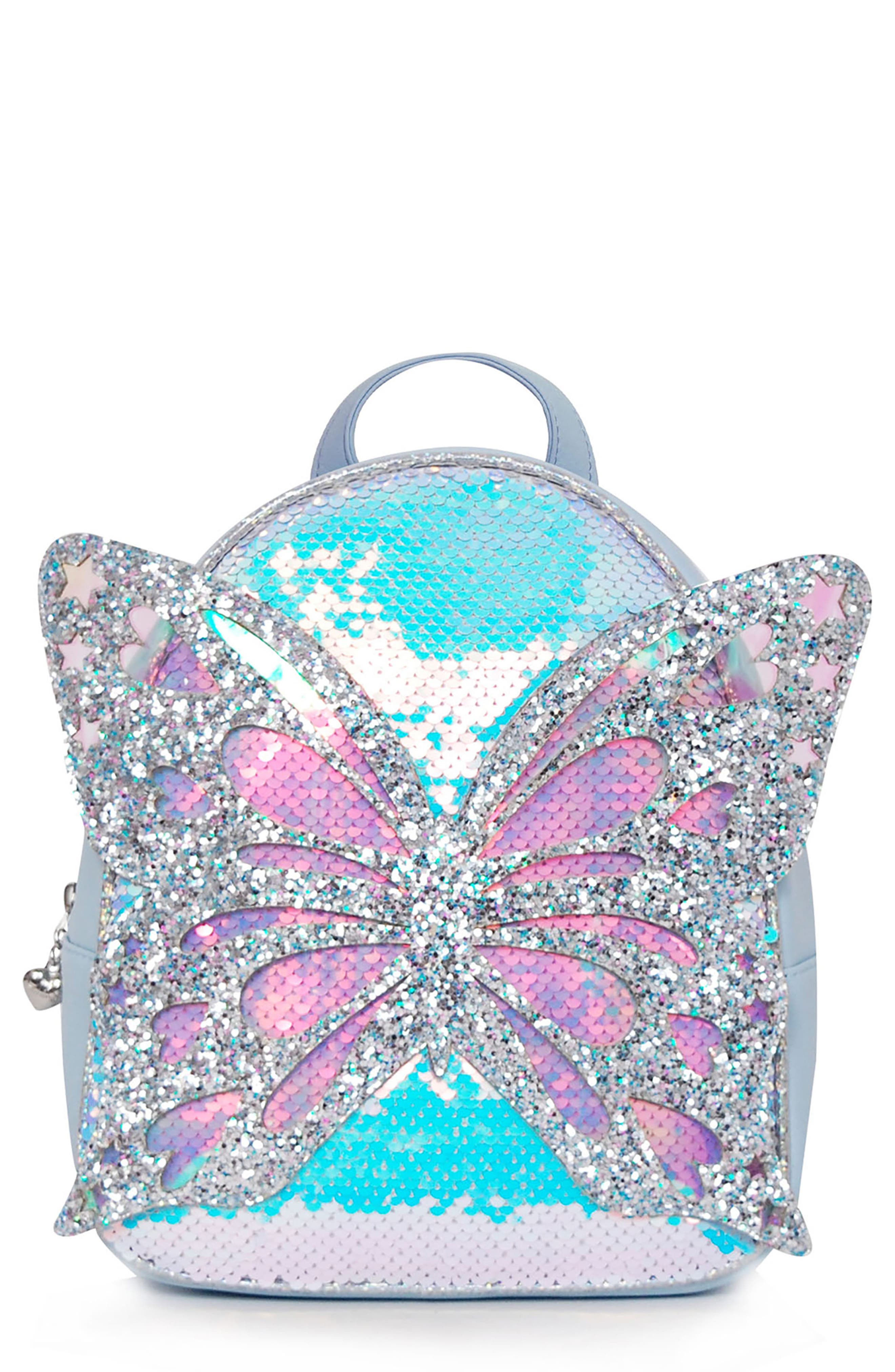 OMG Accessories Miss Butterfly Sequin Mini Backpack, Main, color, 