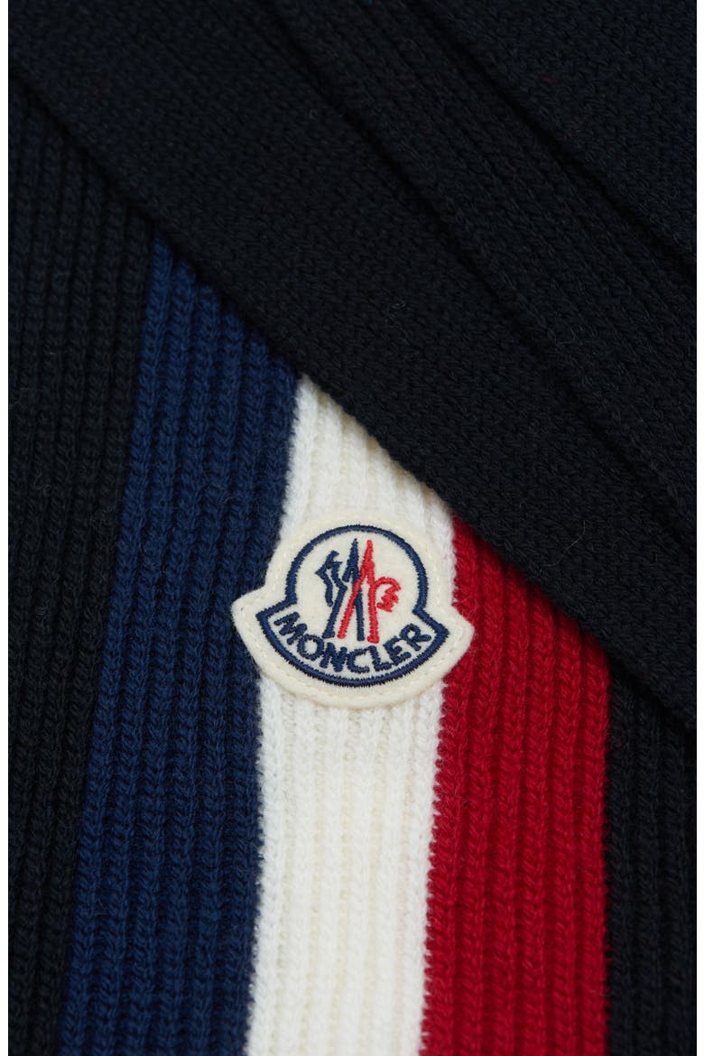 Logo Stripe Wool Scarf, Alternate, color, BLACK