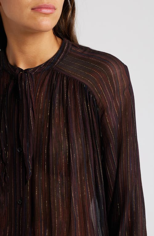 Sessun Sessùn Joylux Metallic Stripe Shirt In Coffea Lux