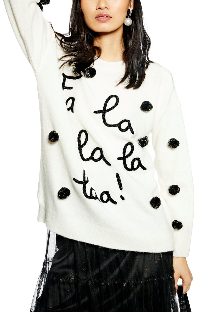 Topshop Fa La La La Sweater, Main, color, 