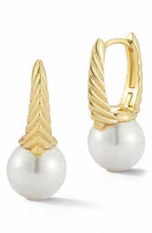 10-10.5mm Cultured Pearl Huggie Hoop Earrings