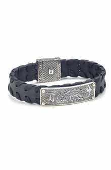 SAMUEL B. Engraved Dragon Leather Bracelet