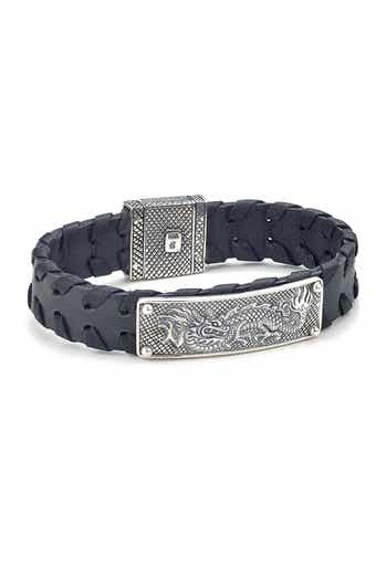 Engraved Dragon Leather Bracelet