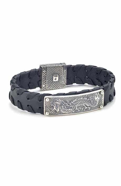 SAMUEL B. Engraved Dragon Leather Bracelet