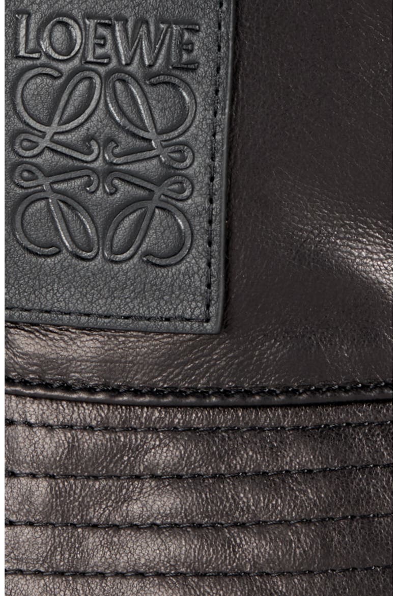 Logo Patch Leather Bucket Hat, Alternate, color, BLACK
