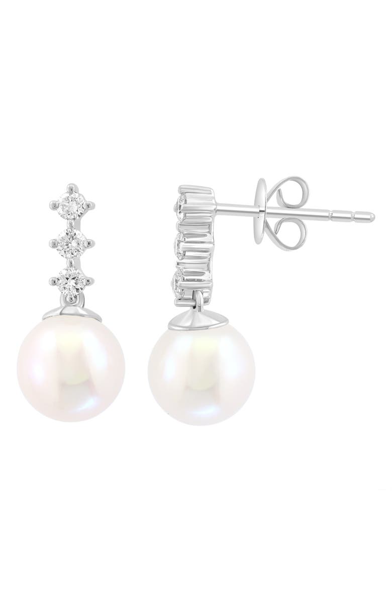 EFFY Diamond & Freshwater Pearl Drop Earrings, Alternate, color, White