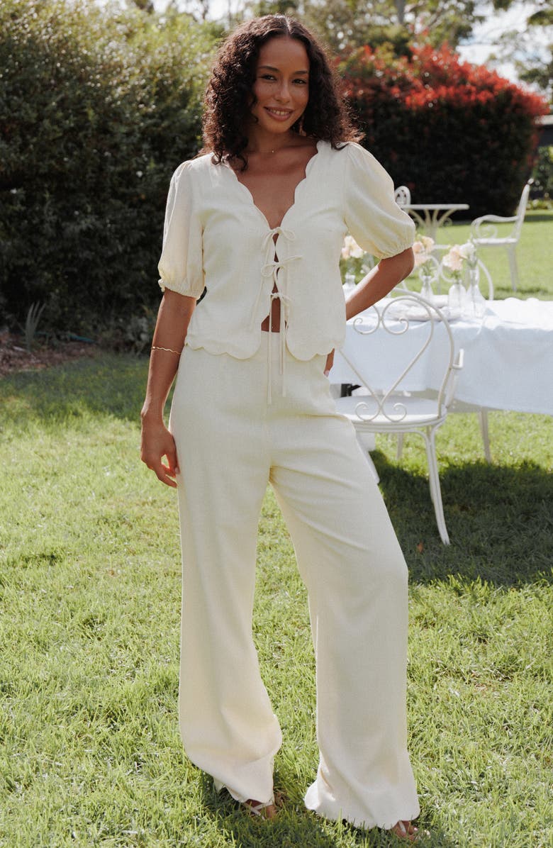 Petal & Pup Jensen Scallop Hem Pants, Alternate, color, Butter Yellow