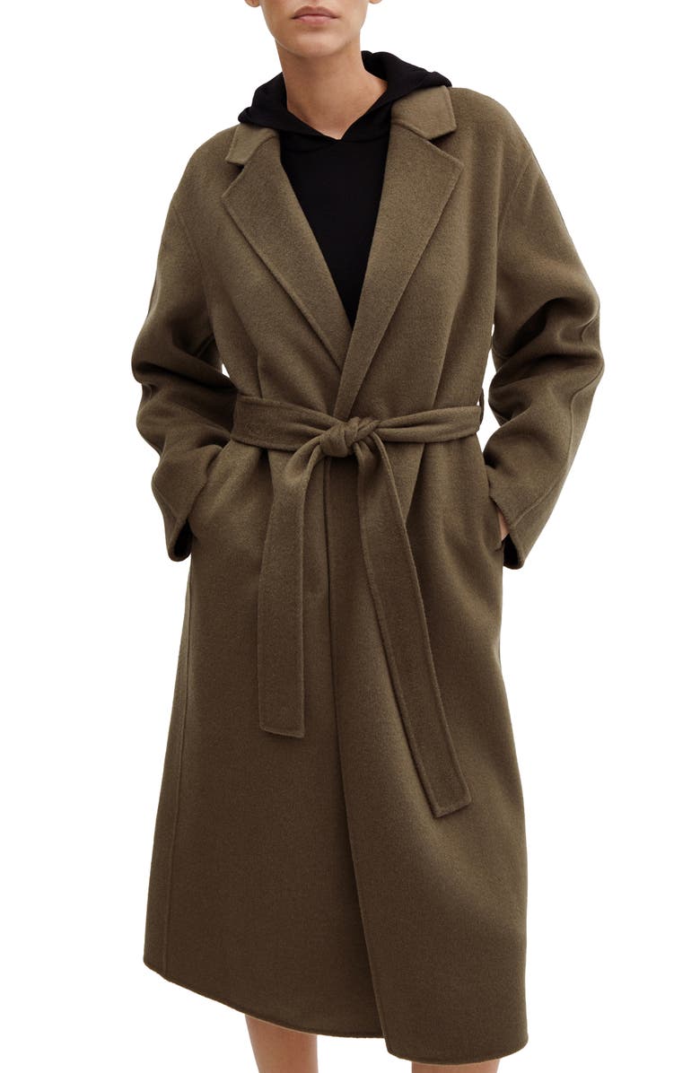 MANGO Wool Blend Wrap Coat, Main, color,