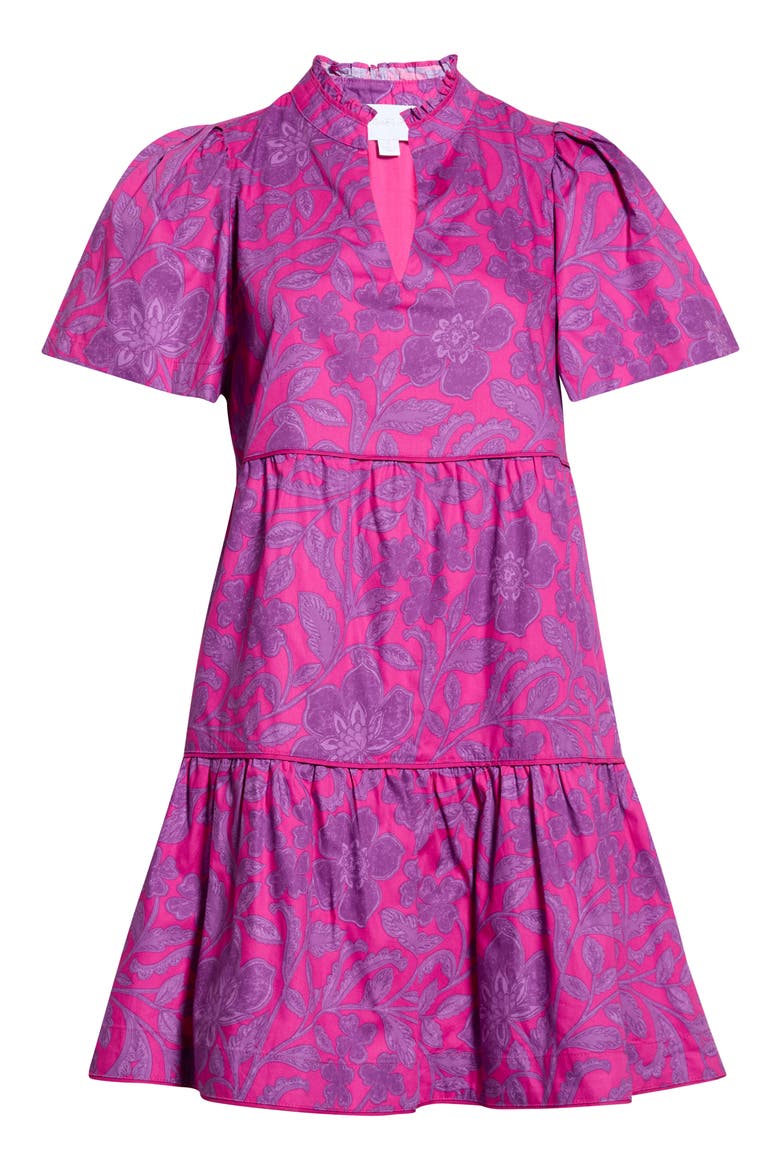 Candace Floral Tiered Cotton Minidress, Alternate, color, FUCHSIA-PURPLE
