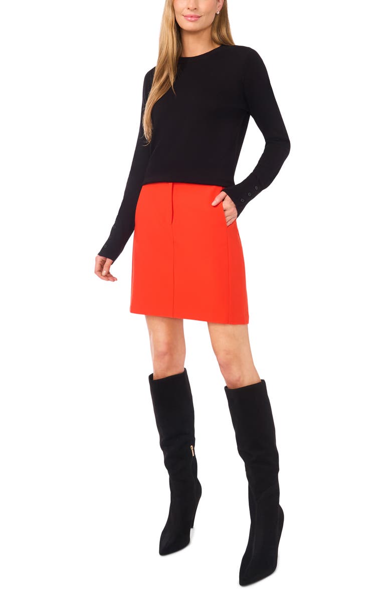 Halogen<sup>®</sup> Button Cuff Crewneck Sweater, Alternate, color, Rich Black