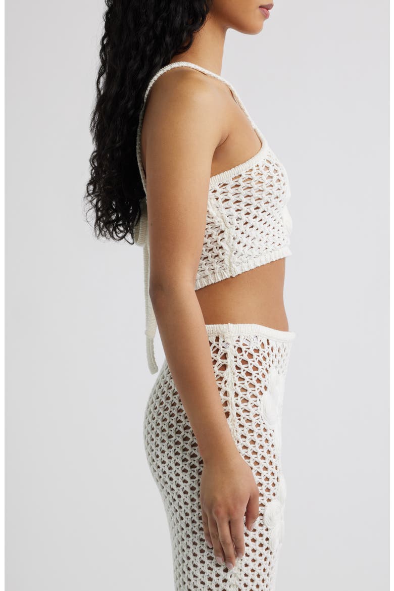 Appliquéd Crochet Halter Crop Top, Alternate, color, WHIPPED WHITE