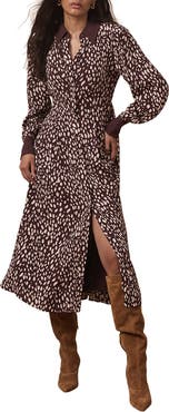 MINT VELVET Printed Contrast Midi Shirt Dress