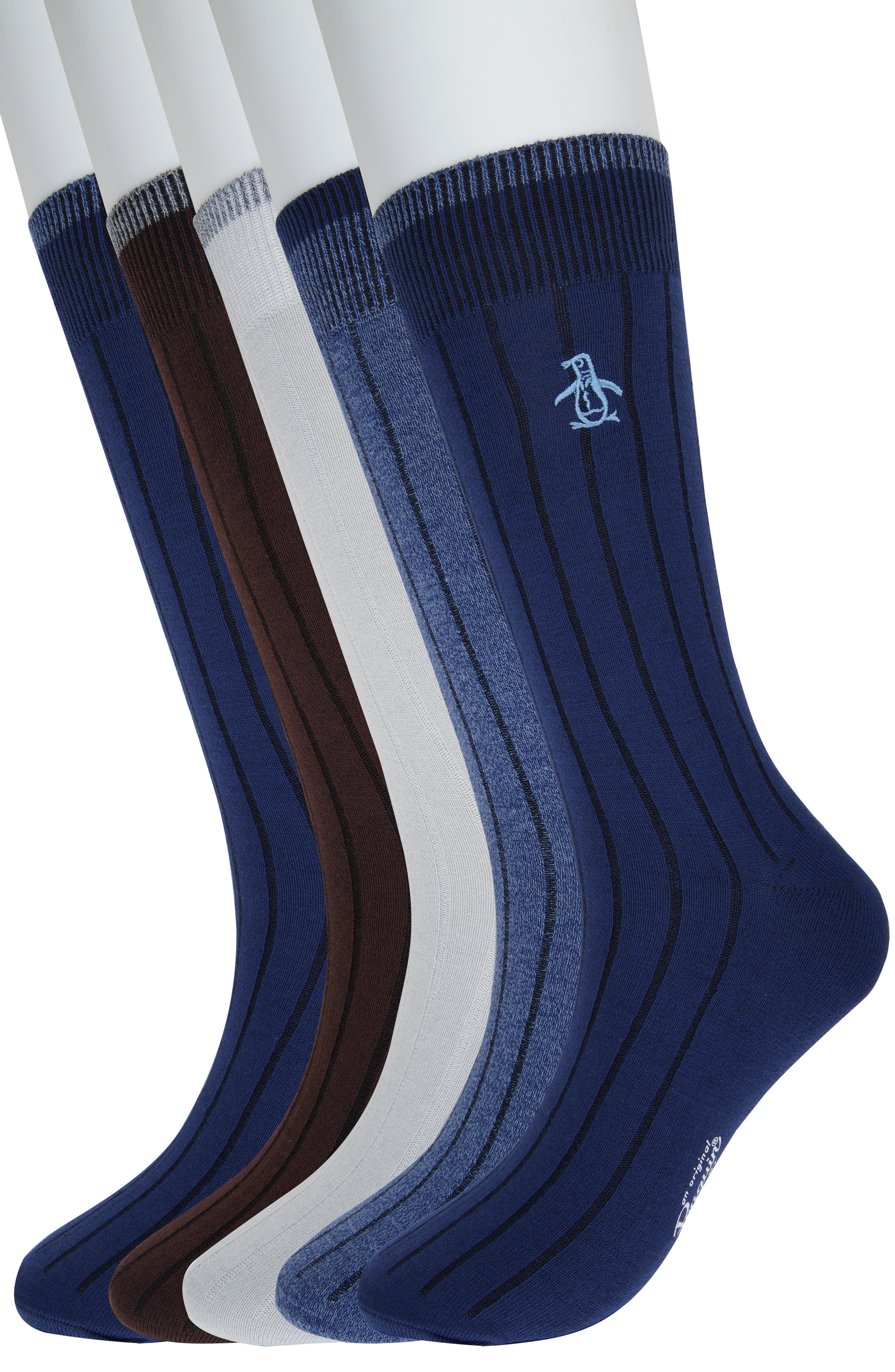 Original Penguin Assorted 5-Pack Rib Dress Socks