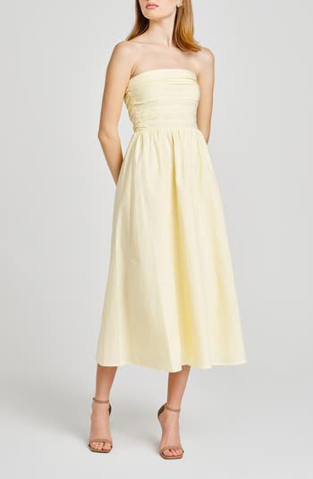 Sammie Pleat Strapless Stretch Cotton Sundress