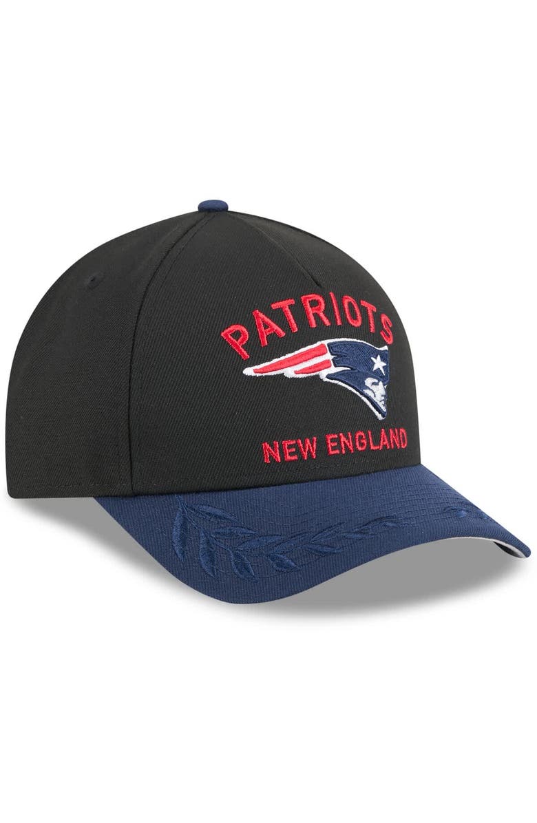 New Era Men's New Era Black/Navy New England Patriots 2025 NFL Draft 9FORTY A-Frame M-Crown Adjustable Hat, Alternate, color, Black