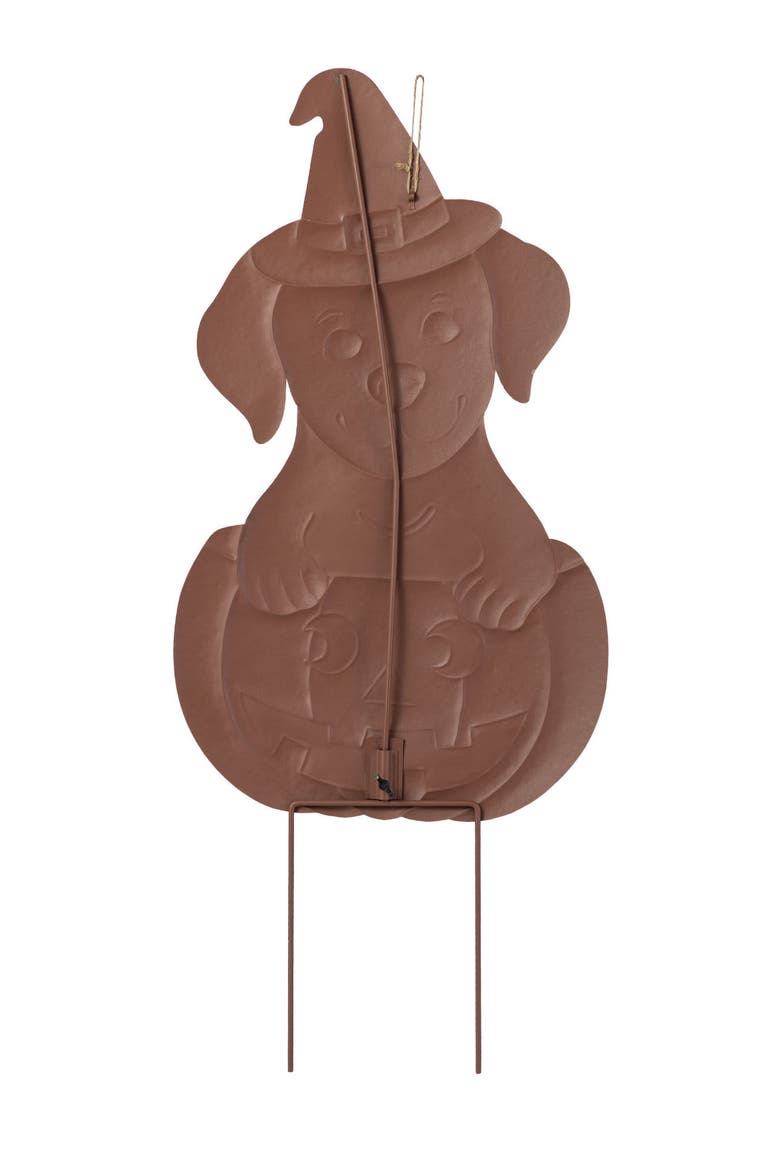Halloween Metal Cat Dog or Cow Yard Stakes, Alternate, color, Brown