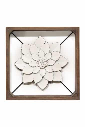 PARKLAND COLLECTION Dark Walnut/White Framed Metal Flower