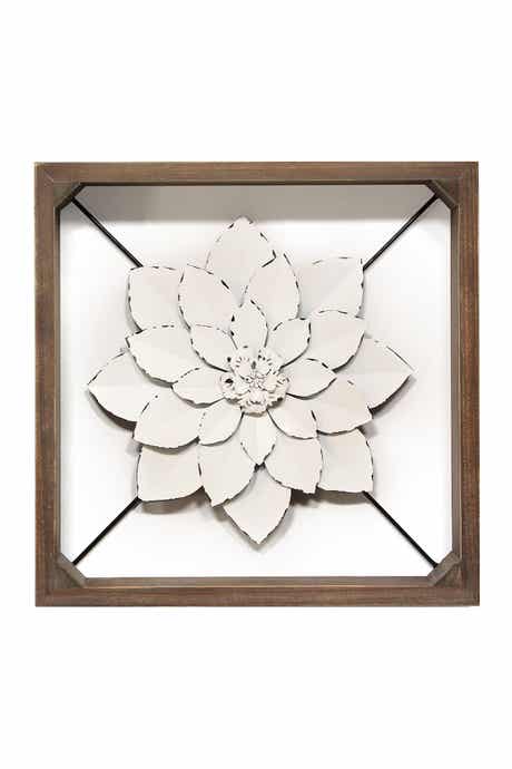 PARKLAND COLLECTION Dark Walnut/White Framed Metal Flower