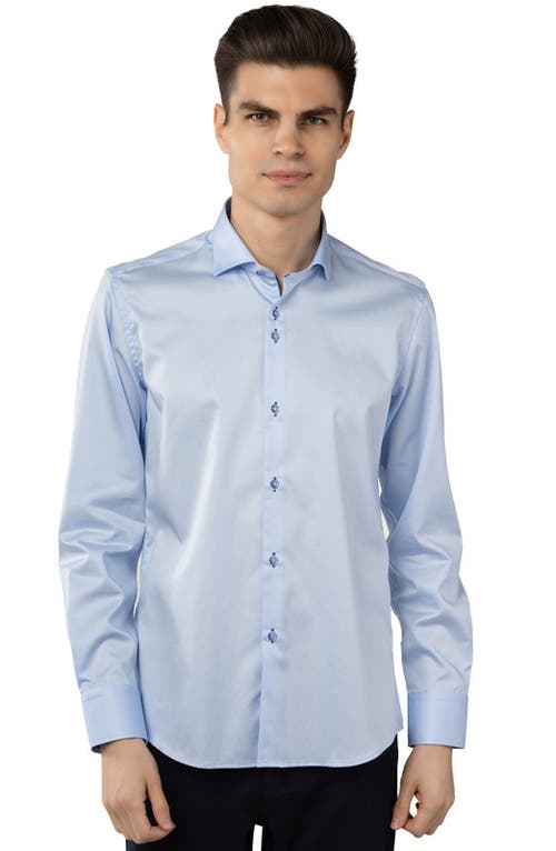 Luchiano Visconti Leo Solid Baby Blue Shirt In Brown