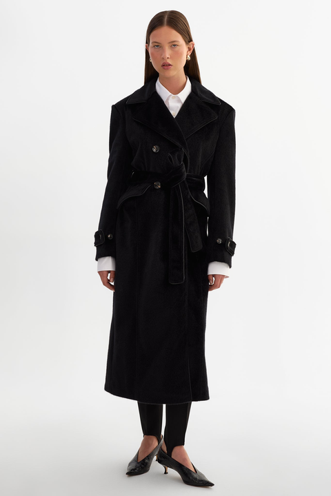 Wilda | Faux Hair Trench Coat