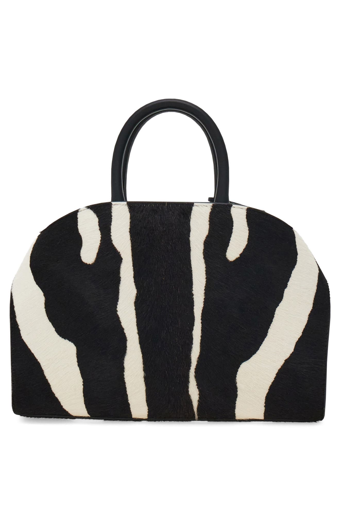 FERRAGAMO Mini Hug Genuine Calf Hair Handheld Bag, Alternate, color, Kasba Bianco/ Nero