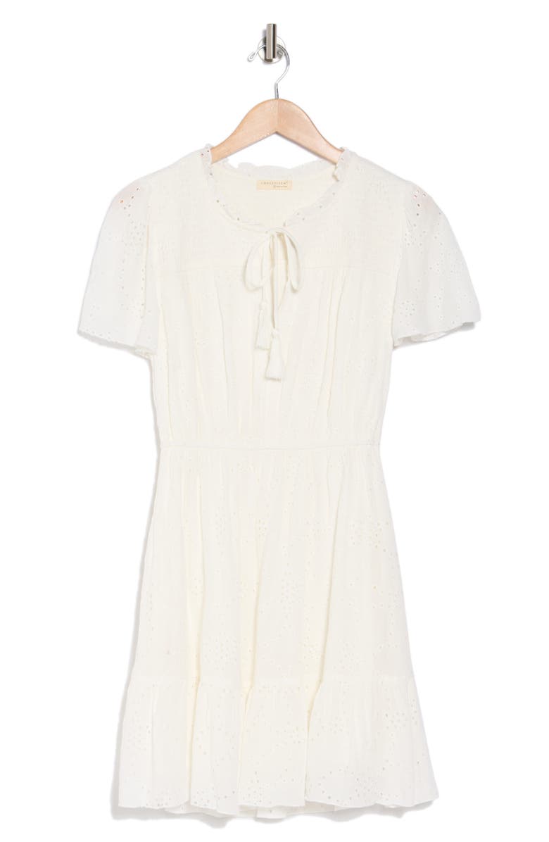 Lovestitch Smocked Eyelet Minidress, Alternate, color, 